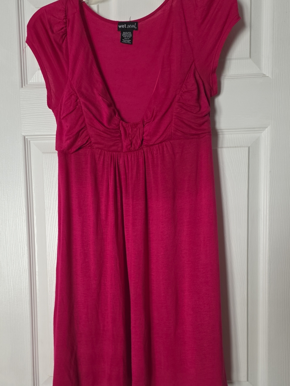 Wet Seal Bright Fuchsia Midi Dress with Cap Sleeves